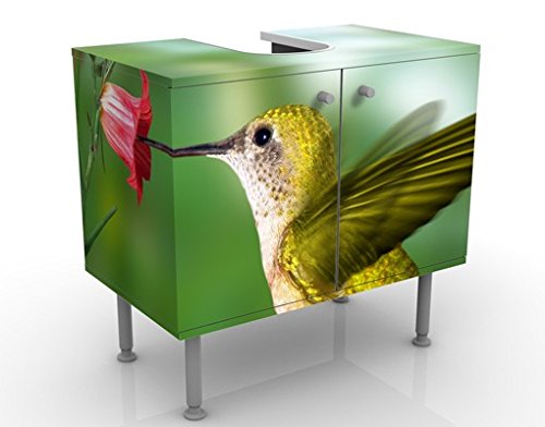 Apalis Waschbeckenunterschrank - Kolibri und Blüte - Badschrank Grün, Größe: 55cm x 60cm von Apalis
