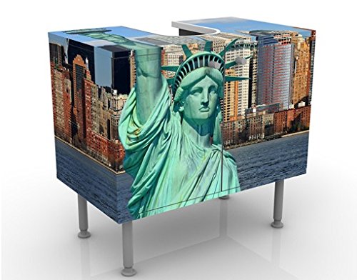 Apalis Waschbeckenunterschrank New York Skyline 60x55x35cm Design Waschtisch, Größe:55cm x 60cm von Apalis