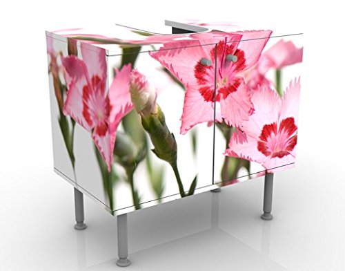 Apalis Waschbeckenunterschrank Pink Flowers 60x55x35cm Design Waschtisch, Größe:55cm x 60cm von Apalis