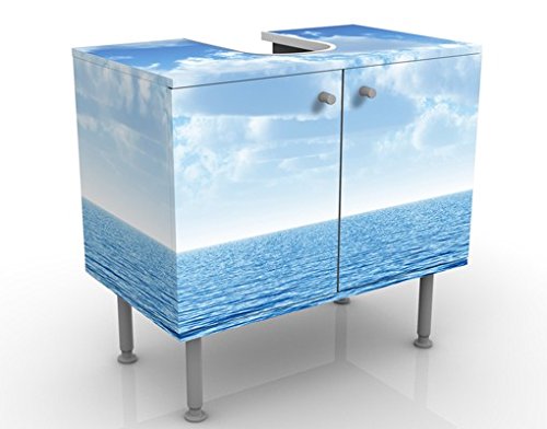 Apalis Waschbeckenunterschrank Shining Ocean 60x55x35cm Ozean Meer See Blau Wolken, Größe:55cm x 60cm von Apalis