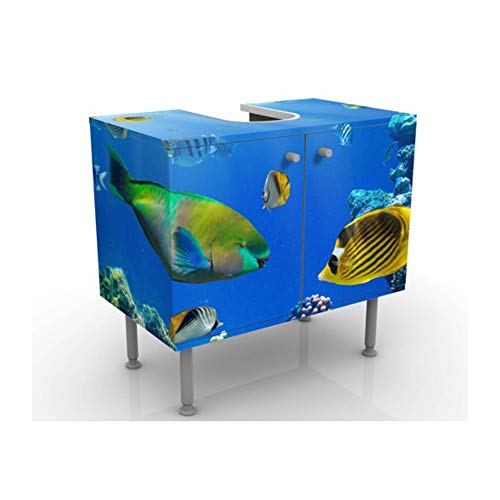 Apalis Waschbeckenunterschrank - Underwater Lights - Badschrank Blau, Größe: 55cm x 60cm von Apalis