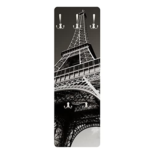 Bilderwelten Garderobe Paris - Eiffelturm - Schwarz, Größe HxB:119cm x 39cm von Apalis