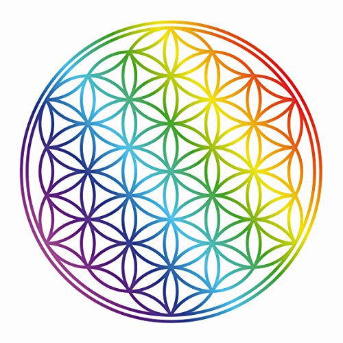 PPS. Imaging Fenster Aufkleber Blume des Lebens Regenbogen Farbe Kreise 35 x 35 cm von Apalis