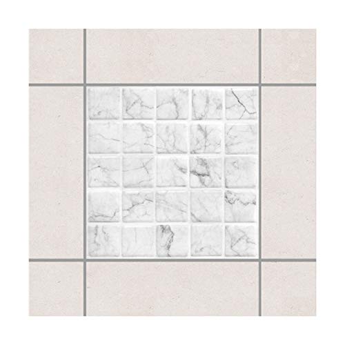 Fliesen-Deko Mosaikfliese Mamoroptik Bianco Carrara 10x10 cm Set 4teilig 10x10cm von Apalis