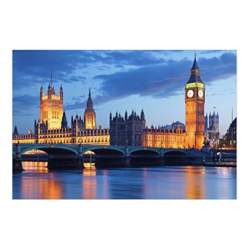 Vliestapete - Fototapete London bei Nacht - Fototapete Breit Vlies Tapete Wandtapete Wandbild Foto 3D Fototapete, Größe HxB: 190cm x 288cm von Apalis