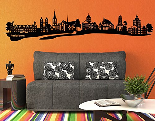 Wandtattoo No.AC13 Paderborn Skyline Deutschland Stadt Haus Straße Europa, Farbe:Schwarz;Größe:32cm x 150cm von Apalis