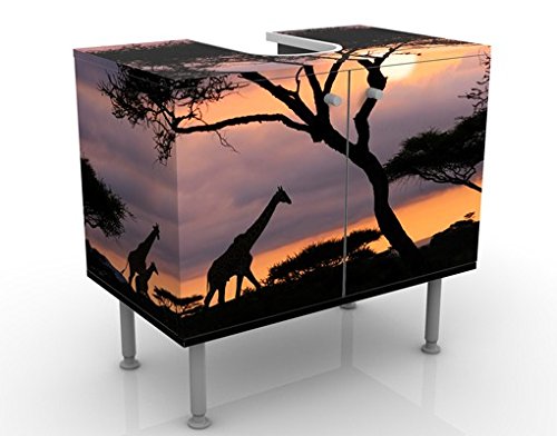 Waschbeckenunterschrank Safari in Afrika 60x55x35cm Wildnis Sonnenaufgang, Größe:55cm x 60cm von Apalis