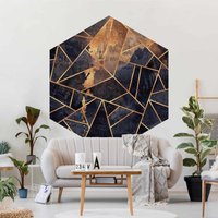 Hexagon Tapete Selbstklebend - Elisabeth Fredriksson Onyx Mit Gold | Hexagonal Geometrisch Freiform Sechseck Wand Wandbild von ApalisHOME