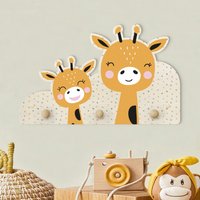 Kindergarderobe Holz - Giraffe Mit Babygiraffe | Wandgarderobe Garderobe Kinder Kinderzimmer von ApalisHOME