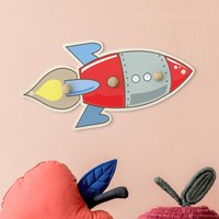 Kindergarderobe Holz - Rakete Rot Blau | Wandgarderobe Garderobe Kinder Kinderzimmer von ApalisHOME