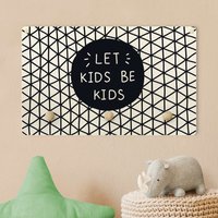 Kindergarderobe Holz - Spruch Let Kids Be Mit Gitter Schwarz | Wandgarderobe Garderobe Kinder Kinderzimmer von ApalisHOME