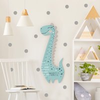 Kindermesslatte Holz Mit Wunschname - Niedlicher Dino 2 Verschiedene Farben | Messlatte Jungen Mädchen Neutral Baby Kinderzimmer von ApalisHOME