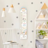 Kindermesslatte Holz Mit Wunschname - Regenbogen Hasen Bis Zum Mond | Messlatte Jungen Mädchen Neutral Baby Kinderzimmer Babyzimmer von ApalisHOME