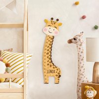 Kindermesslatte Holz Mit Wunschname - Süße Giraffe 2 Verschiedene Designs | Messlatte Jungen Mädchen Neutral Baby Kinderzimmer Babyzimmer von ApalisHOME