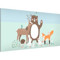 Magnettafel Kinderzimmer - Forest Friends Mit Waldtieren Blau | Memoboard Magnetisch Magnetboard Wandtafel Wandbilder Kinder Kind von ApalisHOME