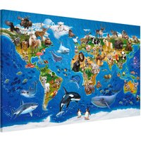 Magnettafel Kinderzimmer - Weltkarte Mit Tieren | Memoboard Magnetisch Magnetboard Wandtafel Wandbilder von ApalisHOME