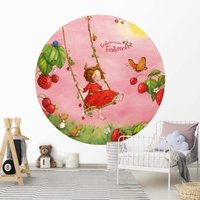 Runde Tapete Selbstklebend Kinderzimmer - Erdbeerinchen Erdbeerfee Baumschaukel | Kindertapete Babyzimmer Kinder Fototapete Babytapete von ApalisHOME