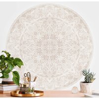 Runde Tapete Selbstklebend - Mandala Aquarell Ornament Beige | Schlafzimmer Fototapete von ApalisHOME