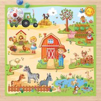 Vinyl-Teppich Kinderzimmer - Bauernhof Landarbeit Macht Spaß | Bodenmatte Vinyl Teppich Pvc Vinylmatte Spielteppich Kinder Kind von ApalisHOME