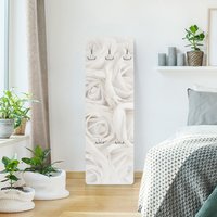 Wandgarderobe - Blumenmotiv Weiße Rosen | Landhaus Weiß Garderobe Holzpaneel Garderobenpaneel Holz Hängegarderobe von ApalisHOME