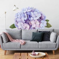 Wandtattoo Aquarell Hortensie Blaue Blüte Xxl | Wandsticker Wandaufkleber Wanddeko Floral Blätter Botanik von ApalisHOME