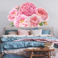Wandtattoo Aquarell Hortensie Rose Bouquet Xxl | Wandsticker Schlafzimmer Wandaufkleber Wanddeko Floral Blätter Botanik von ApalisHOME