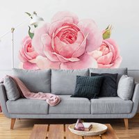 Wandtattoo - Aquarell Rosa Rose Xxl | Wandsticker Wandaufkleber Wanddeko Rosen Floral Blätter Botanik von ApalisHOME