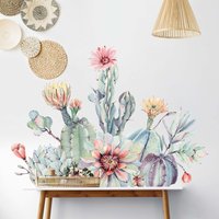 Wandtattoo Blumen - Aquarell Kaktus Blüte Sukkulente Bouquet Xxl | Wandsticker Wandaufkleber Wanddeko Floral Blätter Botanik von ApalisHOME