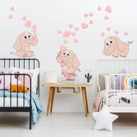 Wandtattoo - Drei Rosa Elefantenbabies Mit Herzen | Kinder Kinderzimmer Wandsticker Babyzimmer Wandaufkleber Wanddeko Süß Elefanten Tiere von ApalisHOME