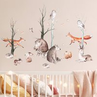 Wandtattoo Kinderzimmer - Aquarell Waldtierfreunde | Kinder Wandsticker Babyzimmer Wandaufkleber Wanddeko Süß von ApalisHOME