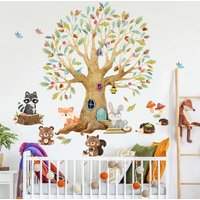 Wandtattoo Kinderzimmer - Baum Waldtiere Ast | Xxl Kinder Wandsticker Babyzimmer Wandaufkleber Baby Tiere Süß von ApalisHOME