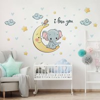 Wandtattoo Kinderzimmer - Elefant Mond I Love You | Kinder Wandsticker Babyzimmer Wandaufkleber Wanddeko Tiere Süß von ApalisHOME
