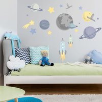 Wandtattoo Kinderzimmer Junge - Rakete Planeten Weltall | Jungenzimmer Weltraum Kinder Wandsticker Babyzimmer Wandaufkleber Wanddeko von ApalisHOME