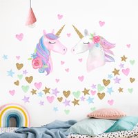 Wandtattoo Kinderzimmer Mädchen - Aquarell Einhorn Gold Glitzer Set Xl | Mädchenzimmer Wandsticker Babyzimmer Wandaufkleber Wanddeko Süß von ApalisHOME