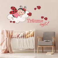 Wandtattoo Kinderzimmer - Marienkäfer Träume Süß | Xxl Kinder Wandsticker Babyzimmer Wandaufkleber Baby Tiere Süß von ApalisHOME