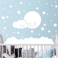 Wandtattoo Kinderzimmer - Mond Wolke Und Sterne | Kinder Wandsticker Babyzimmer Wandaufkleber Wanddeko Süß von ApalisHOME
