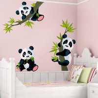 Wandtattoo Kinderzimmer - Panda Bären Set | Kinder Wandsticker Babyzimmer Wandaufkleber Ast Wanddeko Süß Baby Zweig von ApalisHOME