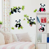 Wandtattoo Kinderzimmer - Pandabären Herz Set | Kinder Wandsticker Babyzimmer Wandaufkleber Ast Wanddeko Süß Grün Zweig von ApalisHOME