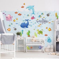 Wandtattoo Kinderzimmer - Unterwasserwelt Fisch Set | Kinder Wandsticker Babyzimmer Wandaufkleber Wanddeko Süß Tiere Meer von ApalisHOME