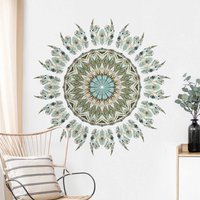 Wandtattoo Mandala Aquarell Federn Traumfänger Blau Grün | Wandsticker Wandaufkleber Wanddeko Muster Spirituell von ApalisHOME