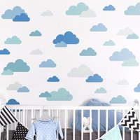 Wandtattoo Mehrfarbig Kinderzimmer - 40 Wolken Blau Grau Petrol Set | Kinder Wandsticker Babyzimmer Wandaufkleber von ApalisHOME