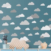 Wandtattoo Mehrfarbig Kinderzimmer - 40 Wolken Grau Set | Kinder Wandsticker Babyzimmer Wandaufkleber von ApalisHOME