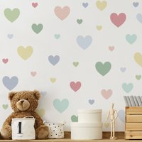 Wandtattoo Mehrfarbig Kinderzimmer - 85 Herzen Pastell Set | Kinder Wandsticker Babyzimmer Wandaufkleber von ApalisHOME