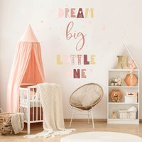 Wandtattoo Mehrfarbig Kinderzimmer - Dream Big Little One Rosa | Süß Wandsticker Mädchenzimmer Wandaufkleber Wanddeko Kinder Mädchen Baby von ApalisHOME