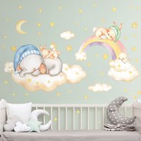 Wandtattoo Mehrfarbig Kinderzimmer - Süße Träume Wolken Sterne Set | Süß Wandsticker Mädchen Baby Wandaufkleber Wanddeko Kinder Jungen von ApalisHOME