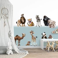 Wandtattoo Mehrfarbig Kinderzimmer - Tiere in Afrika | Kinder Wandsticker Babyzimmer Wandaufkleber Wanddeko Süß von ApalisHOME
