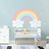 Wandtattoo Mehrfarbig Kinderzimmer - Xxl Regenbogen Herz Pastell | Mädchen Kinder Wandsticker Mädchenzimmer Babyzimmer Wandaufkleber Herzen von ApalisHOME