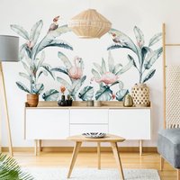 Wandtattoo Mehrfarbig - Xxl Aquarell Afrika Blätter Set | Wandsticker Wandaufkleber Wanddeko Floral Botanik Flamingos von ApalisHOME