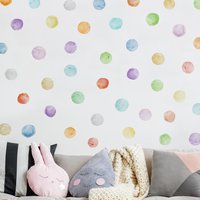 Wandtattoo Polka Dots Kinderzimmer - Punkte Aquarell Set Pastell Bunt | Mädchen Jungen Kinder Wandsticker Babyzimmer Wanddeko von ApalisHOME