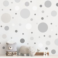 Wandtattoo - Punkte Konfetti Grau Weiß Set | Kinderzimmer Wandsticker Babyzimmer Wandaufkleber Kinder Wanddeko Pastell Kreise von ApalisHOME